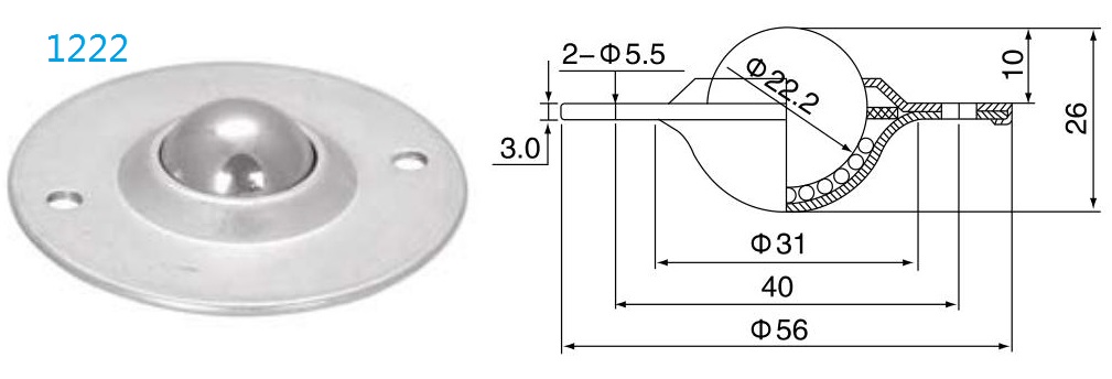 गोल निकला हुआ किनारा फिक्सिंग बॉल ट्रांसफर यूनिट