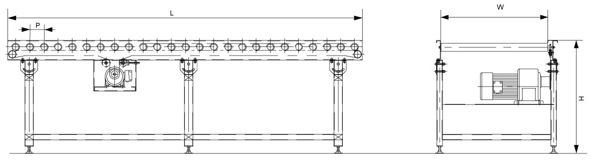 एकल स्प्रोकेट चालित रोलर कन्वेयर