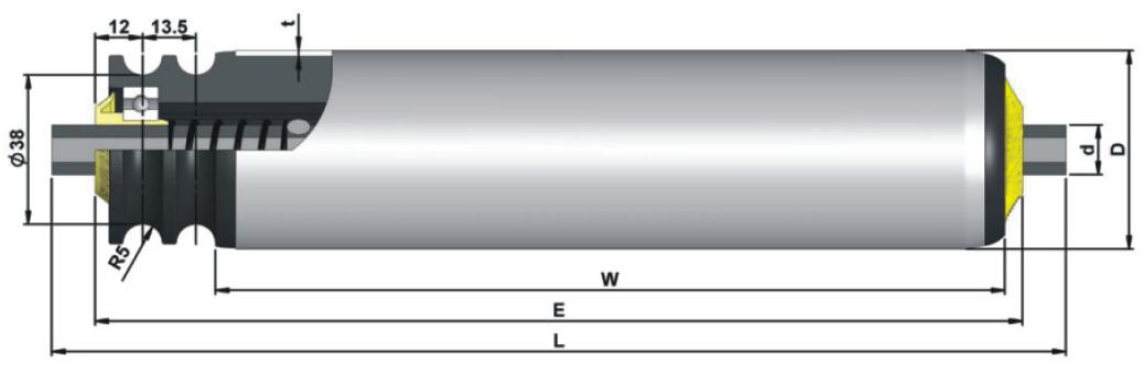 DR260 Galvanized Steel O-Belt Driven Pulley Conveyor Roller DR260 गैल्वनाइज्ड स्टील ओ-बेल्ट चालित पुली कन्वेयर रोलर