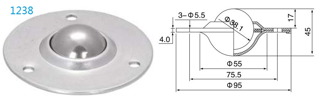 गोल निकला हुआ किनारा फिक्सिंग बॉल ट्रांसफर यूनिट