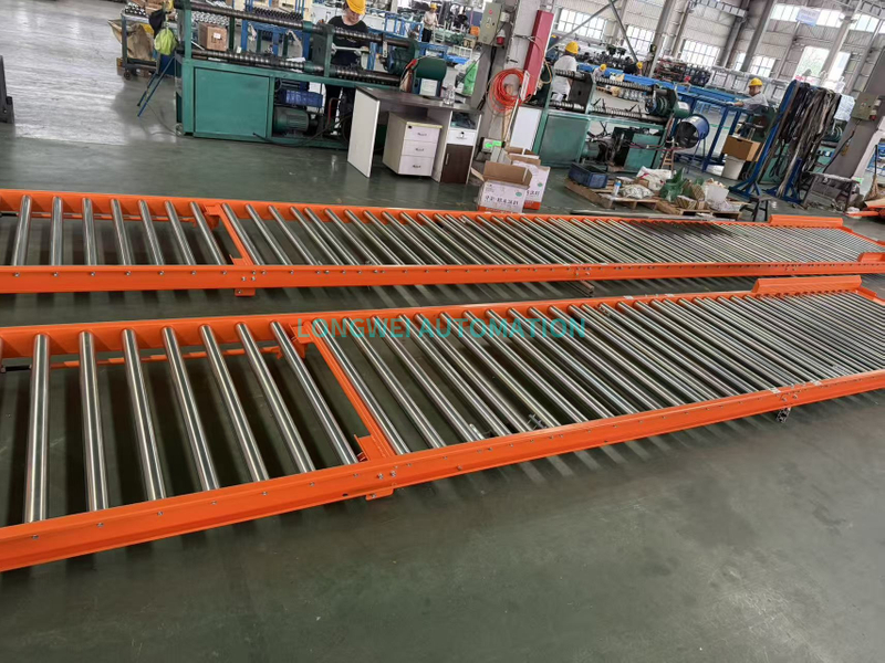 पैलेट फ्लो रैकिंग सिस्टम के लिए मॉड्यूलर ग्रेविटी रोलर कन्वेयर