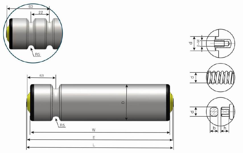DR240 डबल ग्रूव ओ-बेल्ट चालित कन्वेयर रोलर